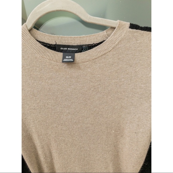 Club Monaco XS Black & Beige Sweater Dress - Picture 3 of 3